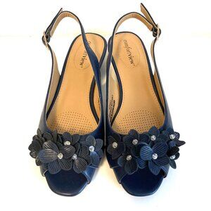 comfortview The Rider Sling Back Navy Sandals Size 7.5M